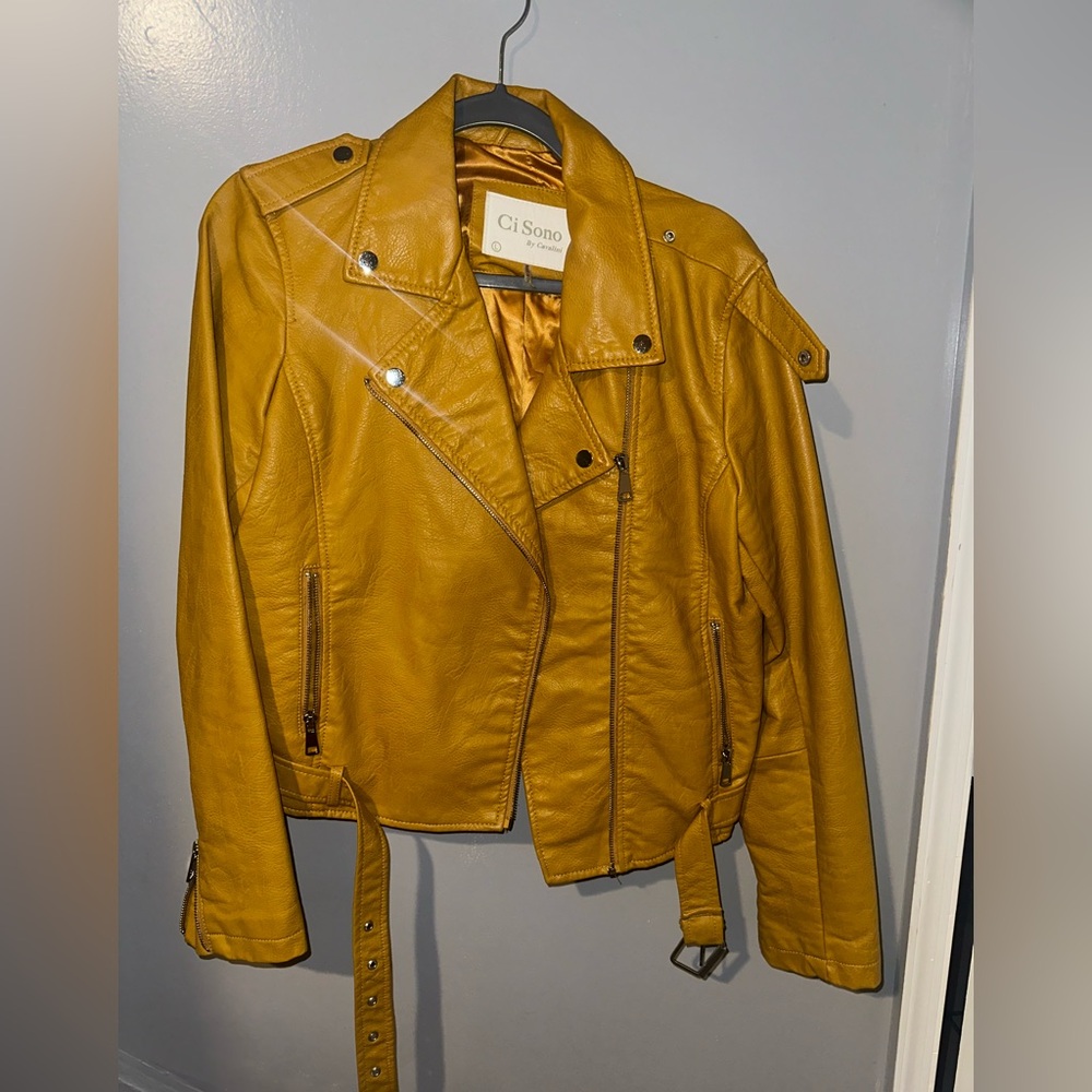 Mustard faux leather jacket